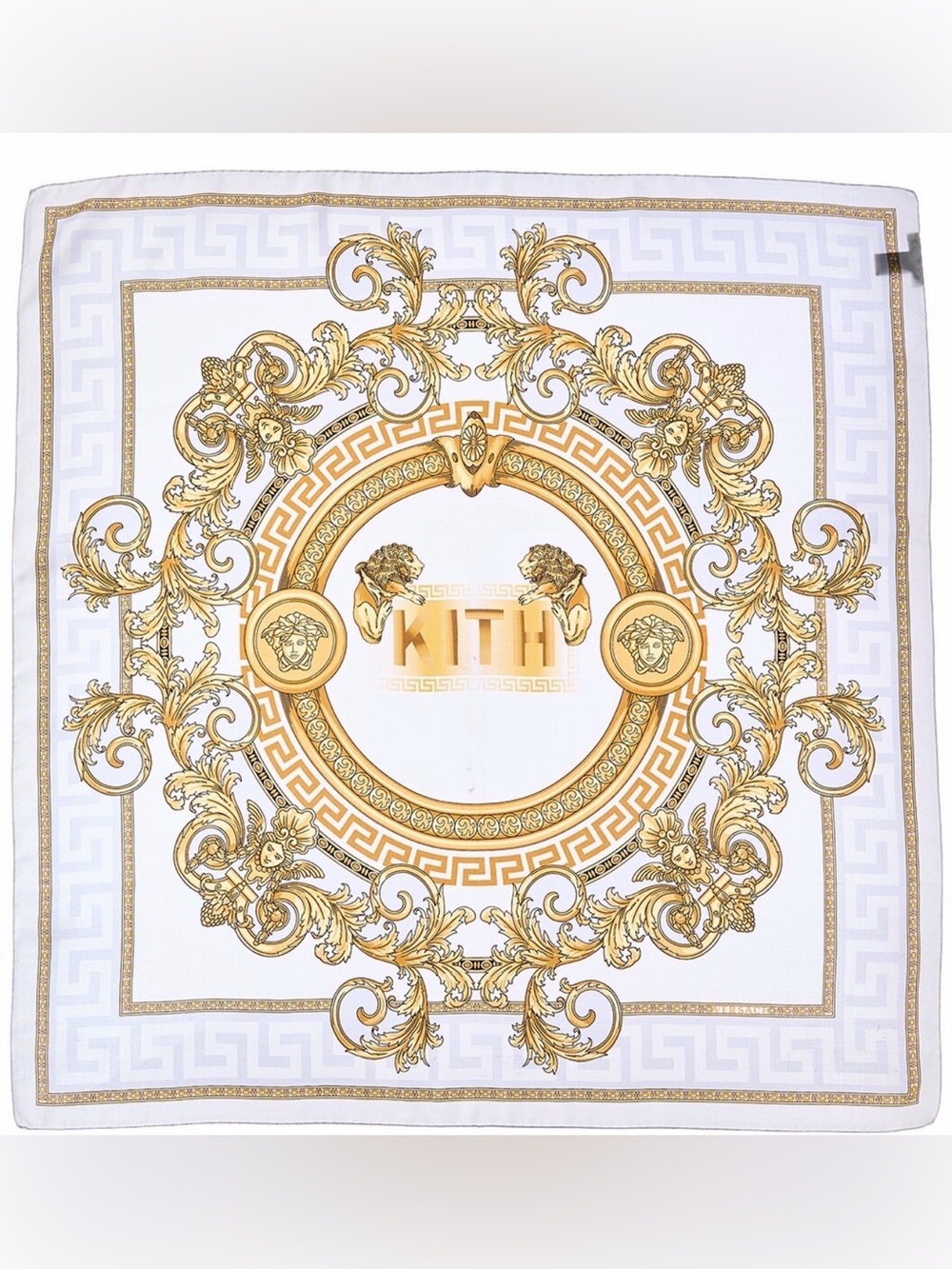 Versace White & Gold Baroque Medallion Tapestry
